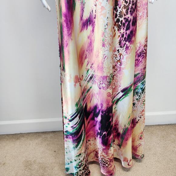 Vtg B. Darlin Y2K Halter Satin Maxi Dress 11/12 Formal Resort Cruise Mardi Gras - Picture 5 of 16